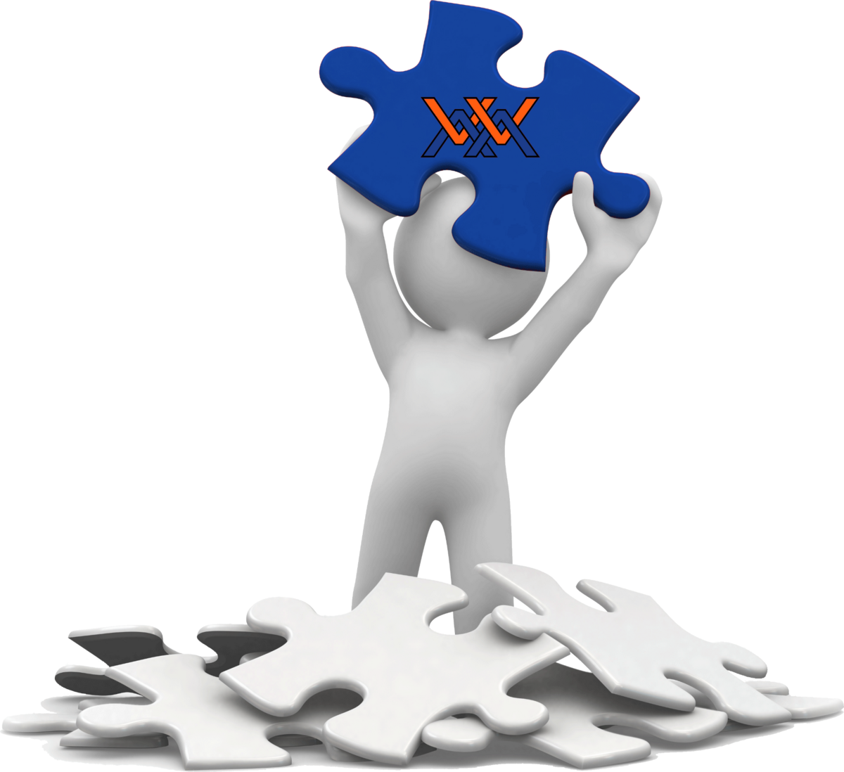 WEBTRIX&trade; character completing a blue puzzle