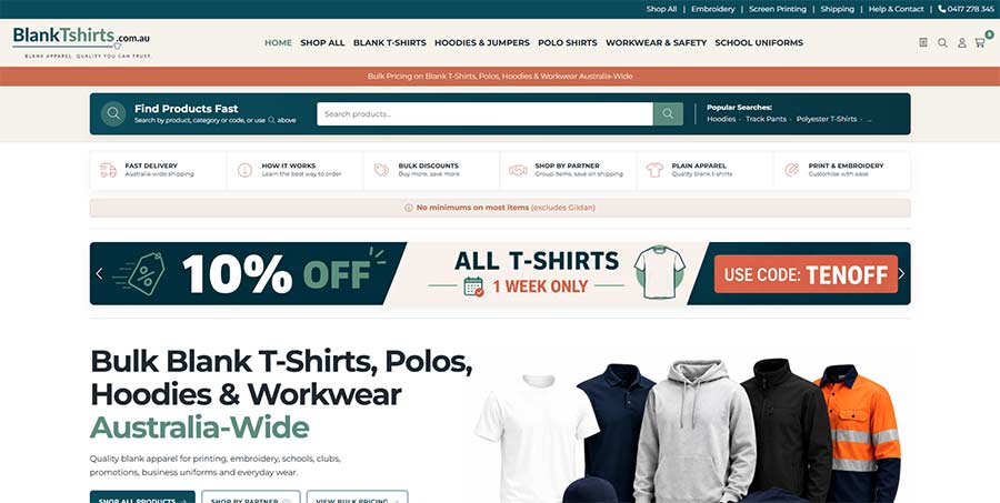 BlankTShirts.com.au website